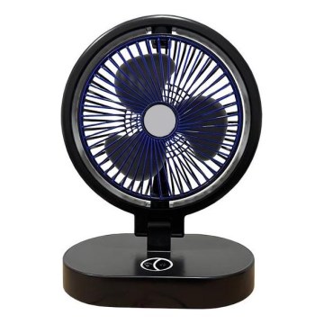 Ventilador de secretária recarregável 5W/5V, 1200 mAh — preto