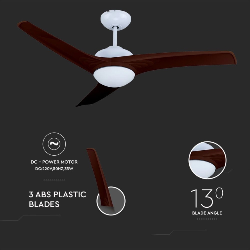 Ventilador de teto LED/15W/230V 3000/4000/6400K + controlo remoto
