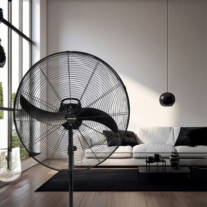 Ventilador industrial de pé 115W/230V, diâmetro 66 cm, preto