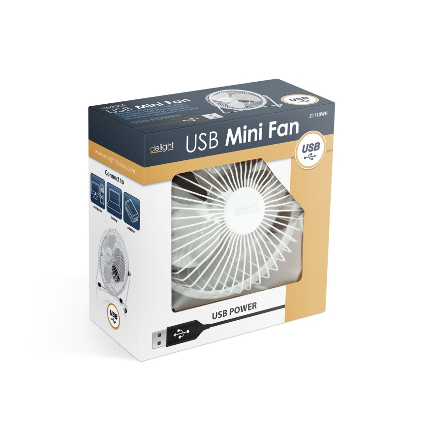 Ventoinha de secretária 1,75 W/5 V USB, diâmetro 18 cm, branca