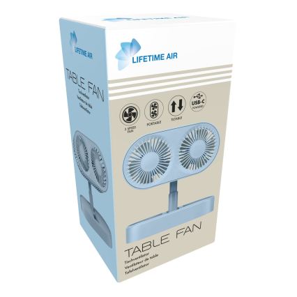 Ventoinha de secretária recarregável 3,7 V 1200 mAh azul