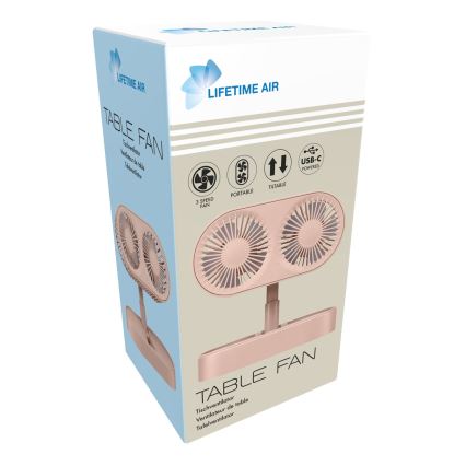 Ventoinha de secretária recarregável 3,7 V, 1200 mAh rosa