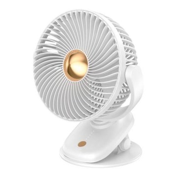 Ventoinha de secretária recarregável com grampo 5W/5V 1200 mAh, branca