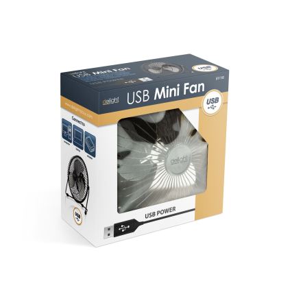 Ventoinha de secretária USB 1,75 W/5 V, diâmetro 18 cm, preta