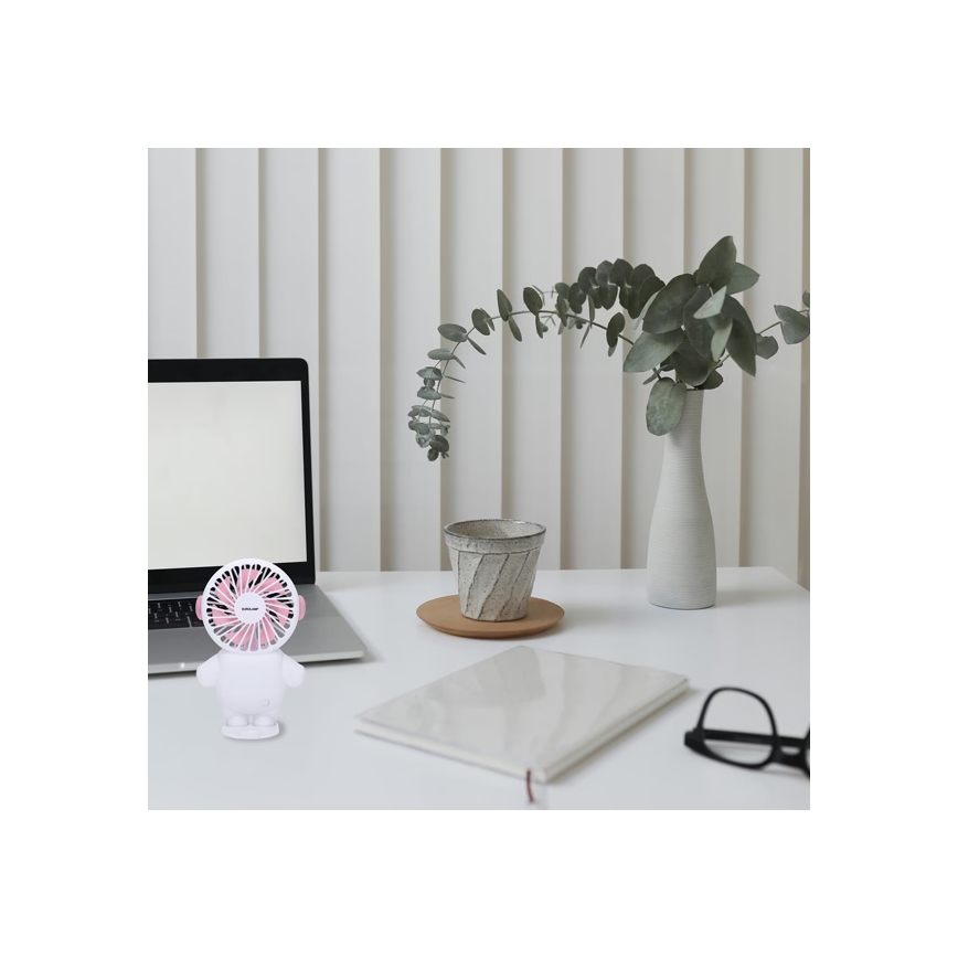 Ventoinha recarregável de bolso 4,5W/5V 500 mAh branco/rosa