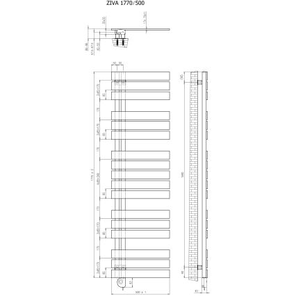 Vertaduro - Radiador de banheiro com termostato ZIVA 800W 177x50 cm antracite