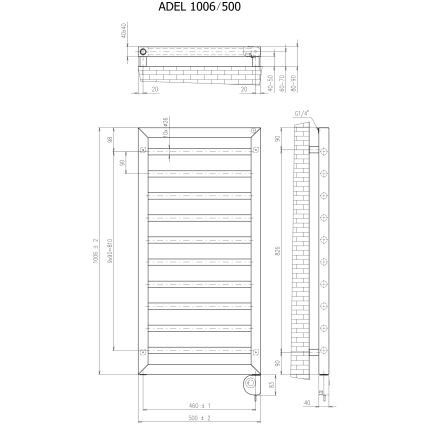 Vertaduro - Radiador de casa de banho com termóstato ADEL 400W 100x50 cm antracite