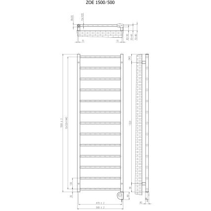 Vertaduro - Radiador de casa de banho com termóstato ZOE 400W 150x50 cm taupe