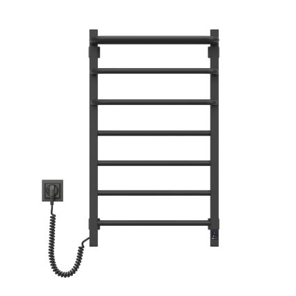 Vertaduro - Aquecedor elétrico de toalhas com termostato DOR 155W/230V 80x48 cm IP44 preto, lado esquerdo