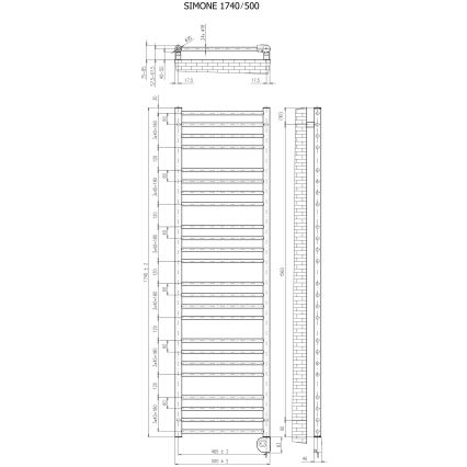 Vertaduro - Radiador para banheiro com termostato SIMONE 600W 174x50 cm branco