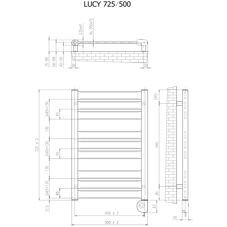 Vertaduro - Radiador para casa de banho com termóstato LUCY 400 W 73 x 50 cm antracite