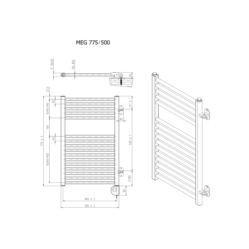 Vertaduro - Radiador para casa de banho com termostato MEG 400W 78x50 cm antracite