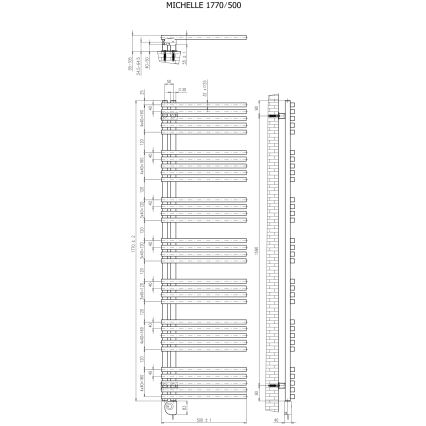 Vertaduro - Radiador para casa de banho com termostato MICHELLE 900W 177x50 cm branco