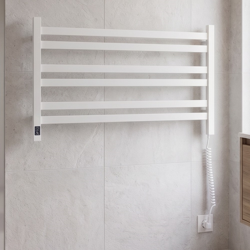 Vertaduro - Toalheiro elétrico com termóstato AVA 181W/230V 50x90 cm IP44 branco, com ligação à direita