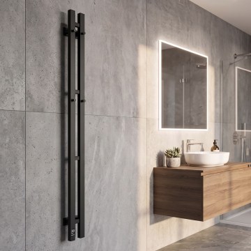 Vertaduro - Toalheiro elétrico com termóstato VEO 70W/230V 120x9 cm IP44 preto direito