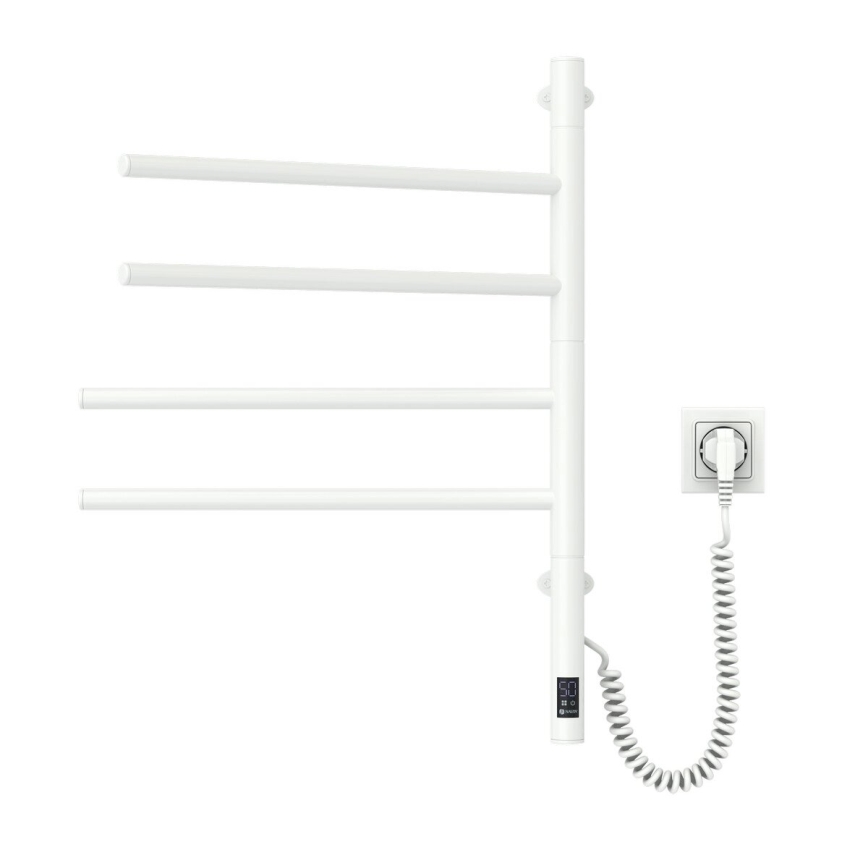 Vertaduro - Toalheiro elétrico giratório para toalhas com termostato ARA 60W/230V 65x49 cm IP44 branco