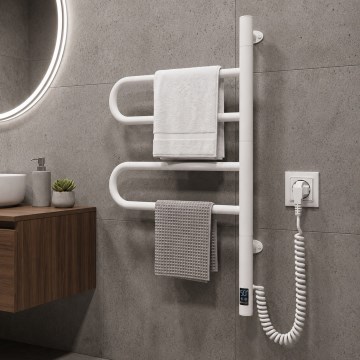Vertaduro - Toalheiro elétrico giratório com termostato ELA 60W/230V 65x49 cm IP44 branco