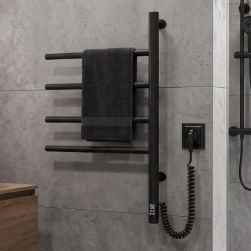 Vertaduro - Toalheiro elétrico giratório para toalhas com termostato ARA 60W/230V 65x49 cm IP44 preto