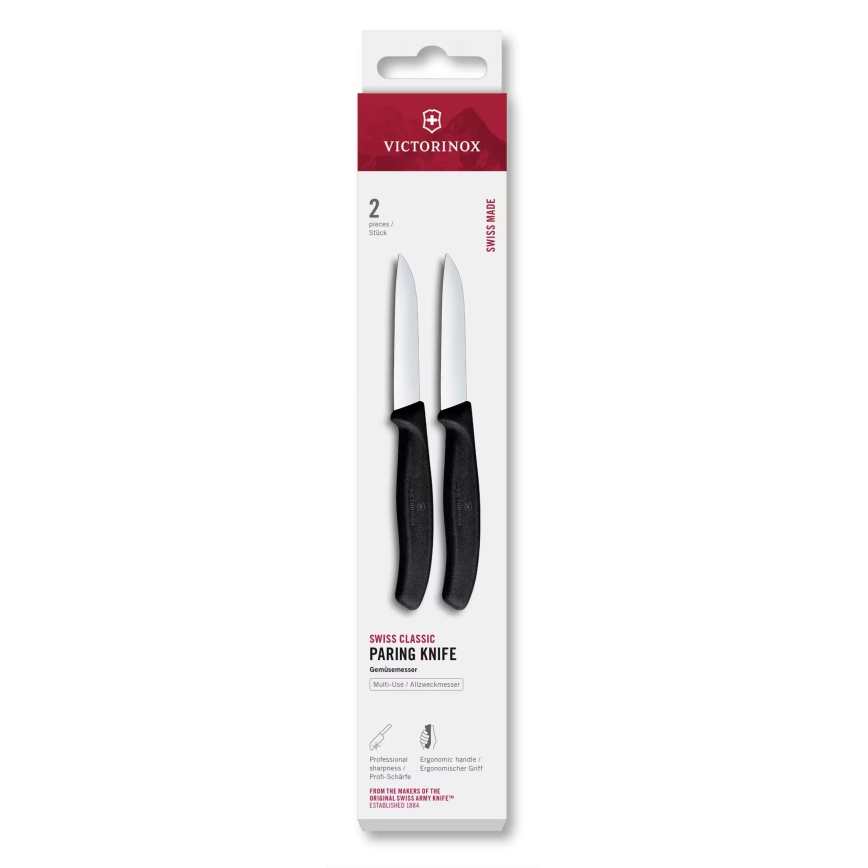 Victorinox - Conjunto de 2 facas de cozinha para legumes SWISS CLASSIC 8 cm, preto