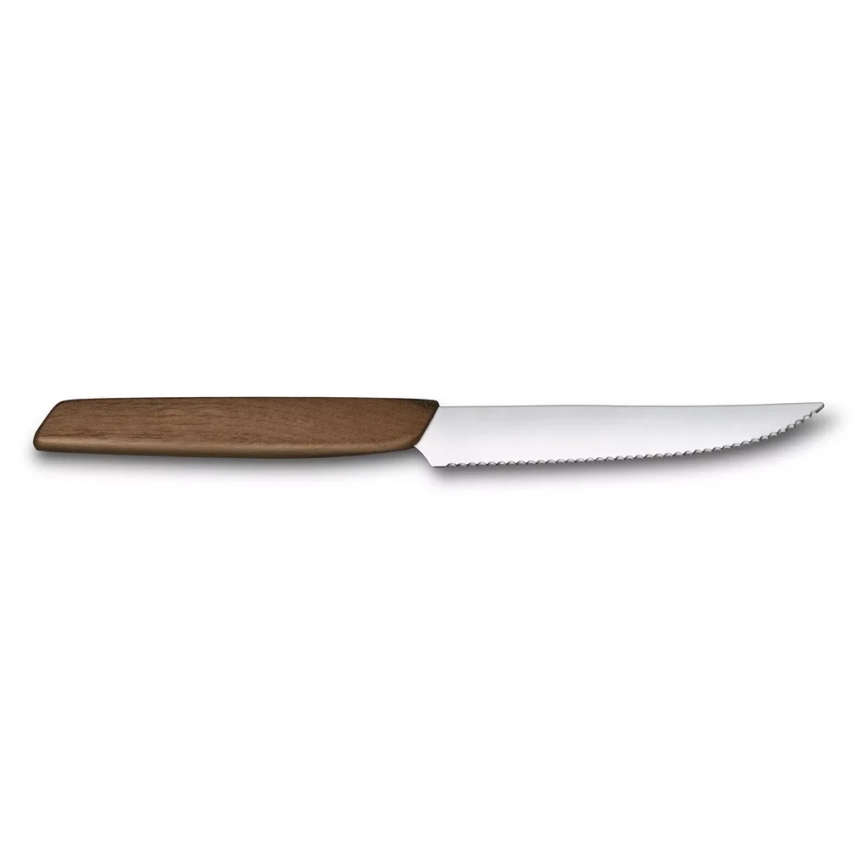 Victorinox - Conjunto de 2 facas para bife SWISS MODERN 12 cm, cabo de nogueira