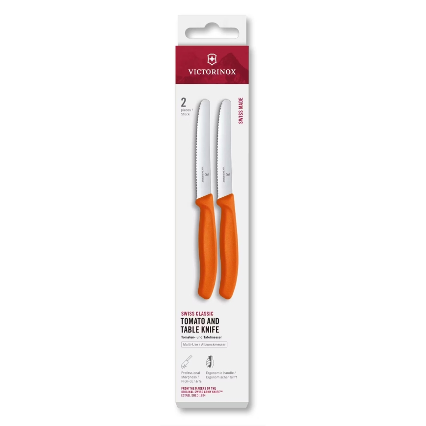 Victorinox - Conjunto de 2 facas para legumes SWISS CLASSIC 11 cm, cor laranja