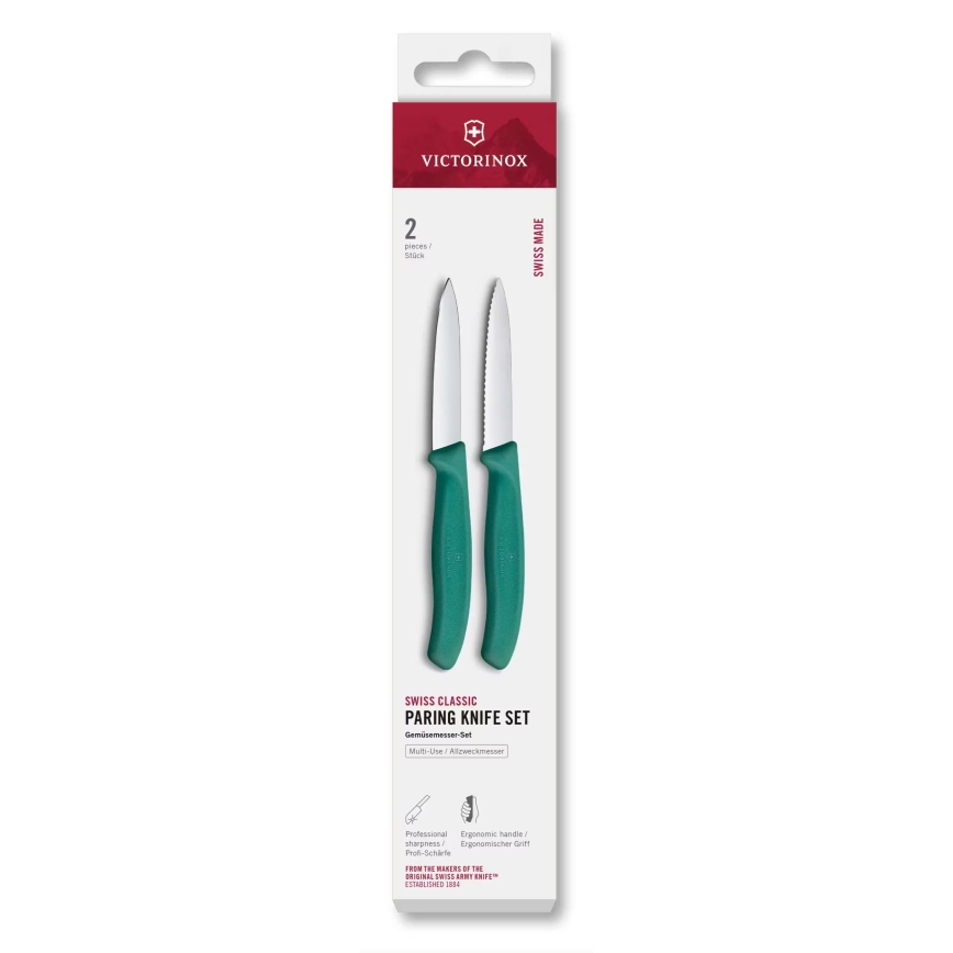 Victorinox - Conjunto de 2 facas para legumes SWISS CLASSIC 8 cm, turquesa
