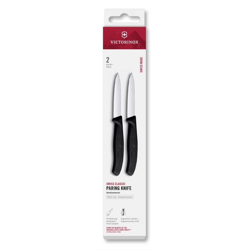 Victorinox - Conjunto de 2 facas para legumes SWISS CLASSIC, lâmina 8 cm, pretas