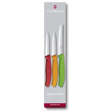 Victorinox - Conjunto de 3 facas de cozinha para legumes, cores sortidas