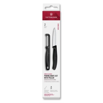 Victorinox - Conjunto de faca de cozinha com descascador SWISS CLASSIC, preto