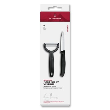 Victorinox - Conjunto de faca de cozinha com descascador SWISS CLASSIC, preto