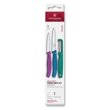Victorinox - Conjunto de facas de cozinha com descascador SWISS CLASSIC, 3 peças, multicolorido