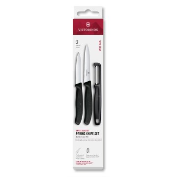 Victorinox - Conjunto de facas de cozinha com descascador SWISS CLASSIC, 3 peças, preto