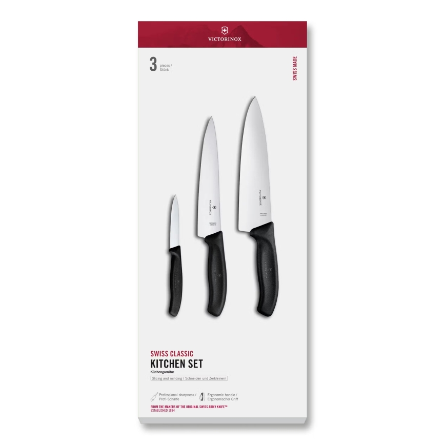 Victorinox - Conjunto de facas de cozinha SWISS CLASSIC 3 peças preto