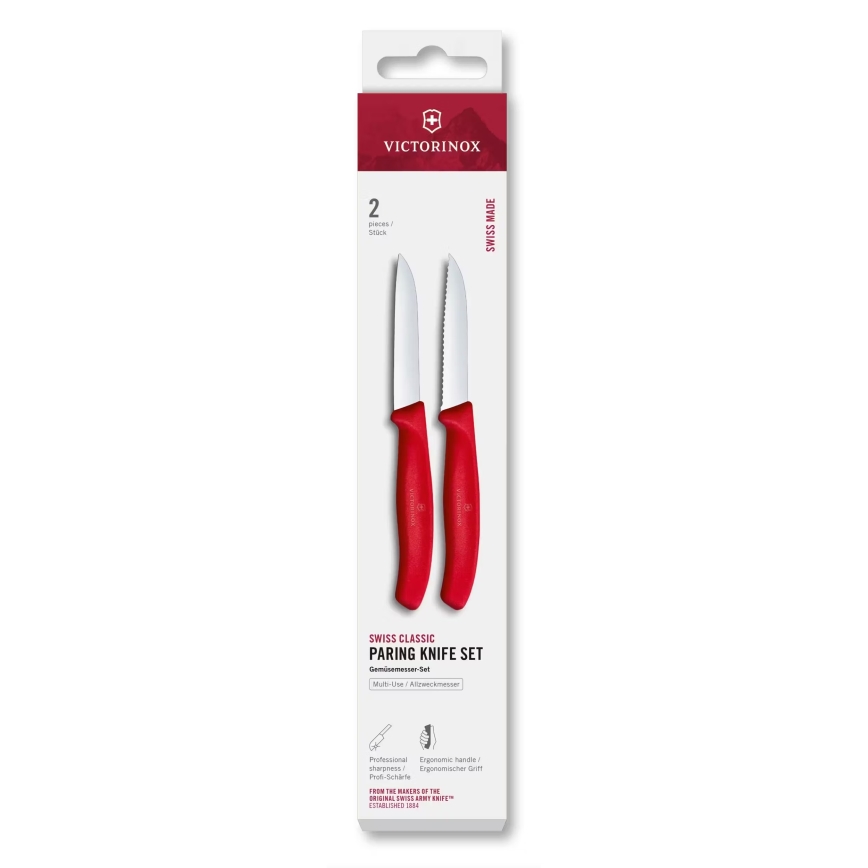 Victorinox - Conjunto de facas para legumes SWISS CLASSIC, 8 cm, 2 unidades, vermelho