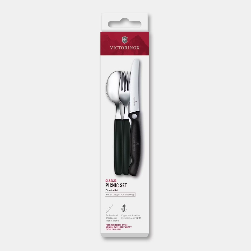 Victorinox - Conjunto de talheres para piquenique SWISS CLASSIC 3 peças preto