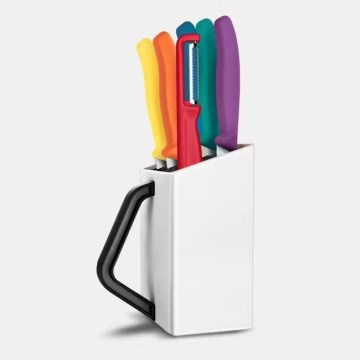 Victorinox - Conjunto SWISS CLASSIC de 7 facas de cozinha com bloco, multicolorido