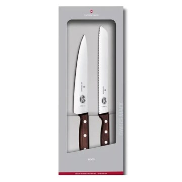 Victorinox - Conjunto WOOD de 2 facas de cozinha, cabo em bordo