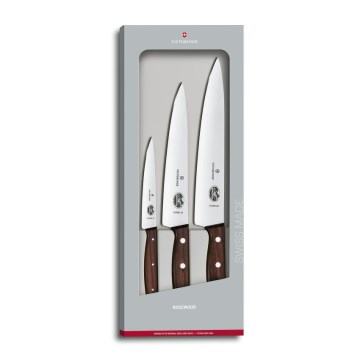 Victorinox - Jogo de 3 facas de cozinha WOOD em bordo