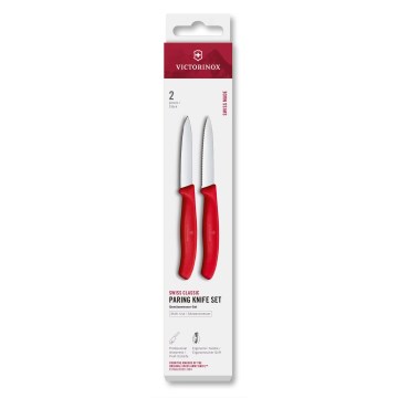 Victorinox SWISS CLASSIC - Conjunto de 2 facas para legumes, lâmina de 8 cm, vermelho