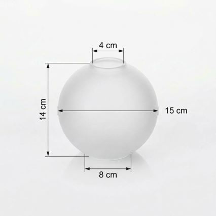 Vidro de substituição para lustre E27, diâmetro 15 cm, branco fosco