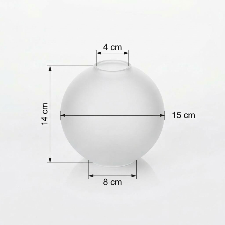 Vidro de substituição para lustre E27, diâmetro 15 cm, branco fosco