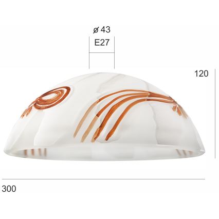 Vidro de substituição para candeeiro SFERA E27 120x300 mm branco/laranja