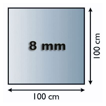 Vidro sob a lareira 1000x1000x8 mm quadrado