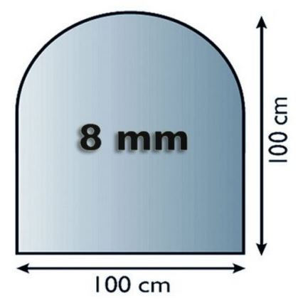 Vidro sob a lareira 1000x1000x8 mm semi-arco