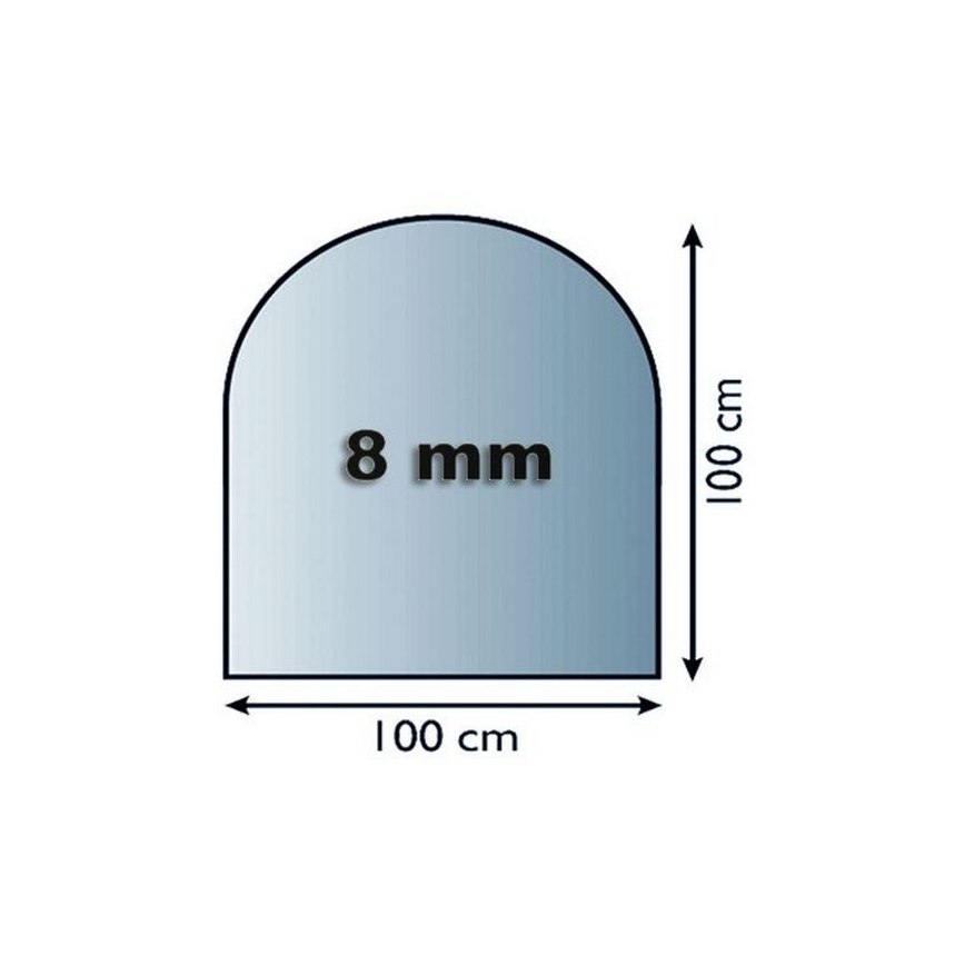 Vidro sob a lareira 1000x1000x8 mm semi-arco