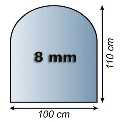 Vidro sob a lareira 1100x1000x8 mm semi-arco