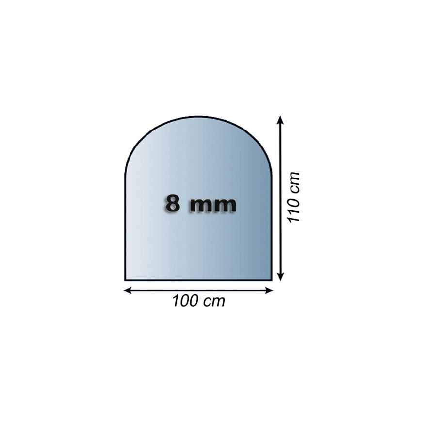 Vidro sob a lareira 1100x1000x8 mm semi-arco
