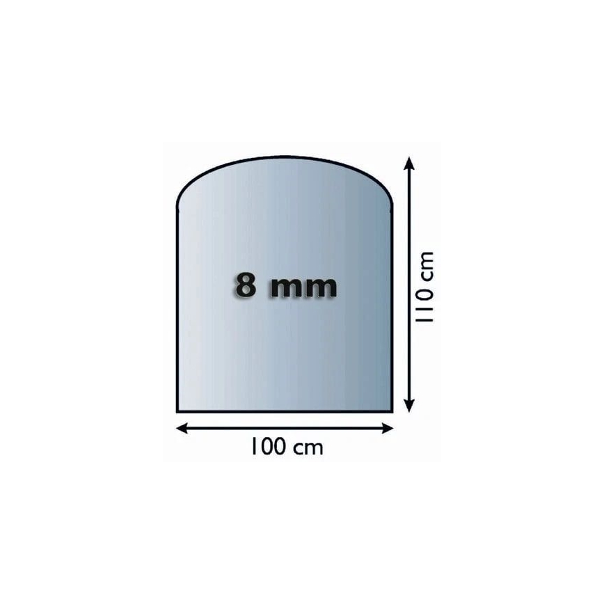 Vidro sob a lareira 1100x1000x8 mm semi-arco