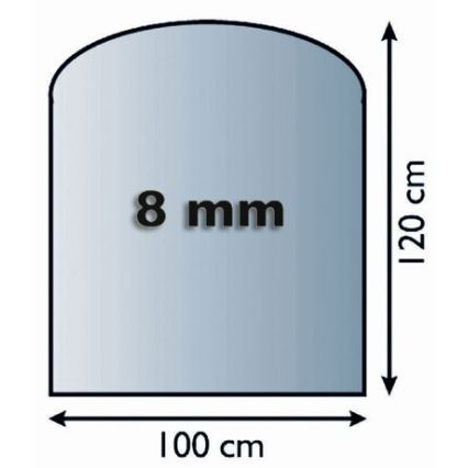 Vidro sob a lareira 1200x1000x8 mm semi-arco