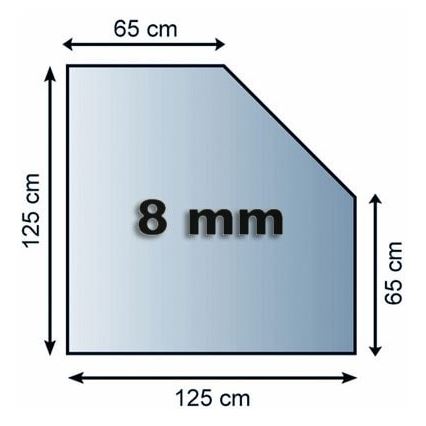 Vidro sob a lareira 1250x1250x8 mm quadrado biselado